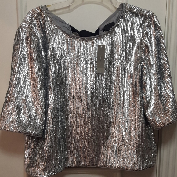 J. Crew Tops - NWT J.Crew silver sequin blouse with bows